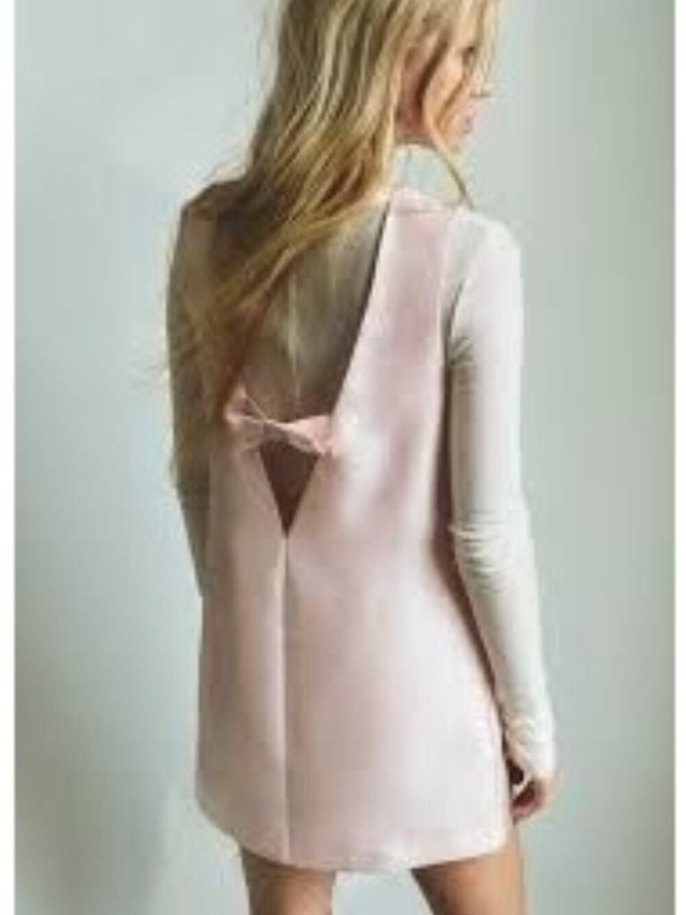 H&M Divided Bow-Detail Sleeveless Mini Dress Satin Ballet Pink Size XS Coquette